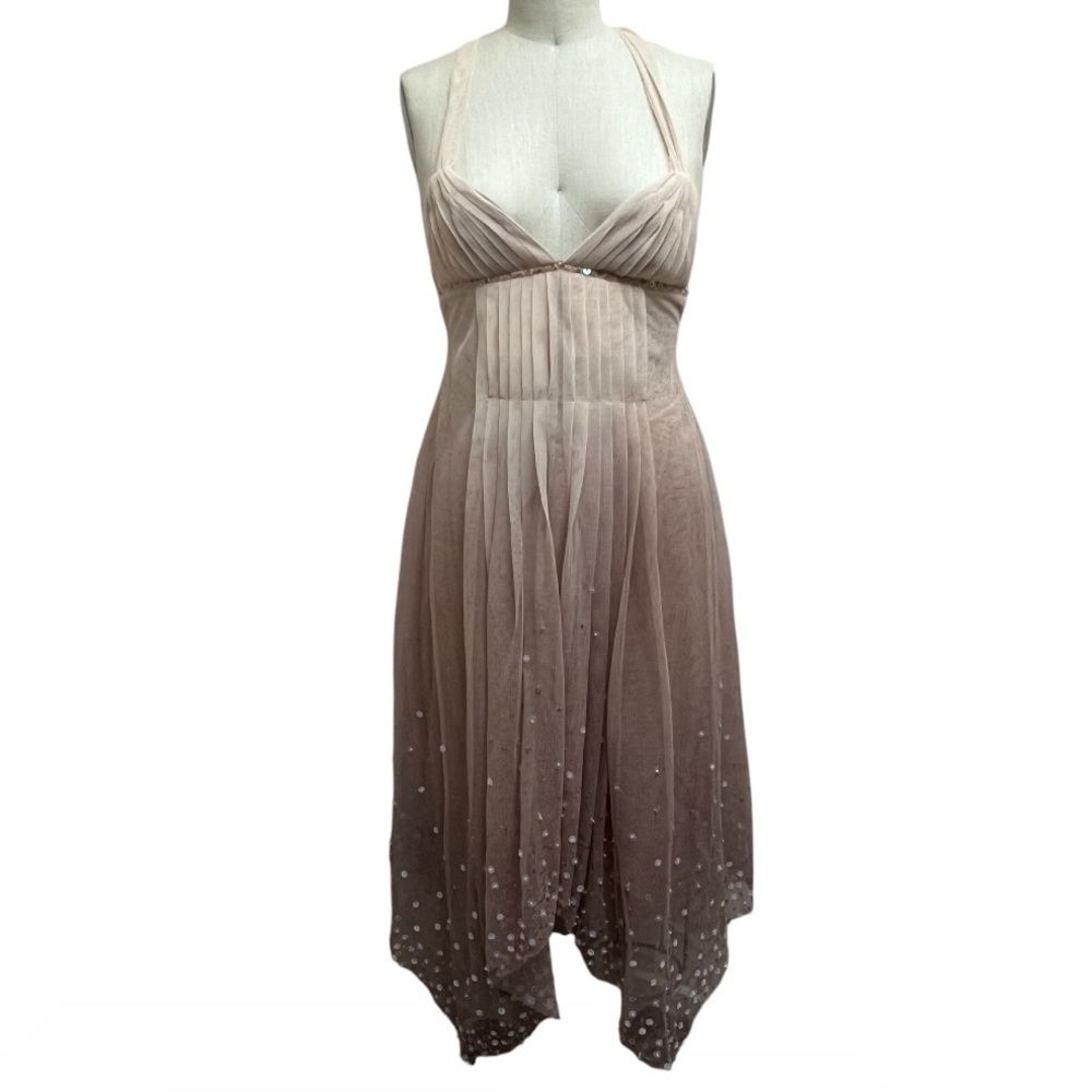 BCBGMaxAzria Gradient Sequin Handkerchief Hem Tulle Party Dress Size S